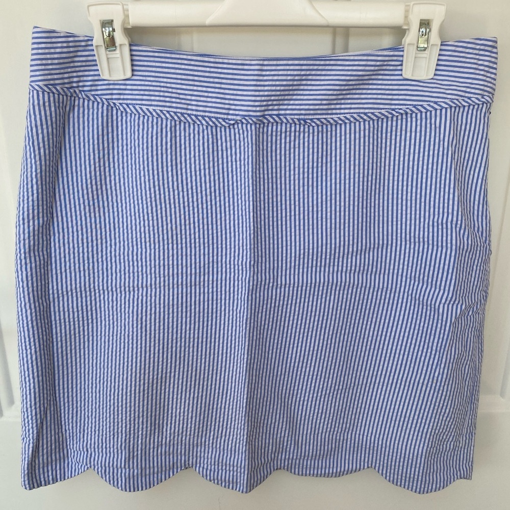 Vineyard Vines Scalloped Hem Blue and White Striped Skirt